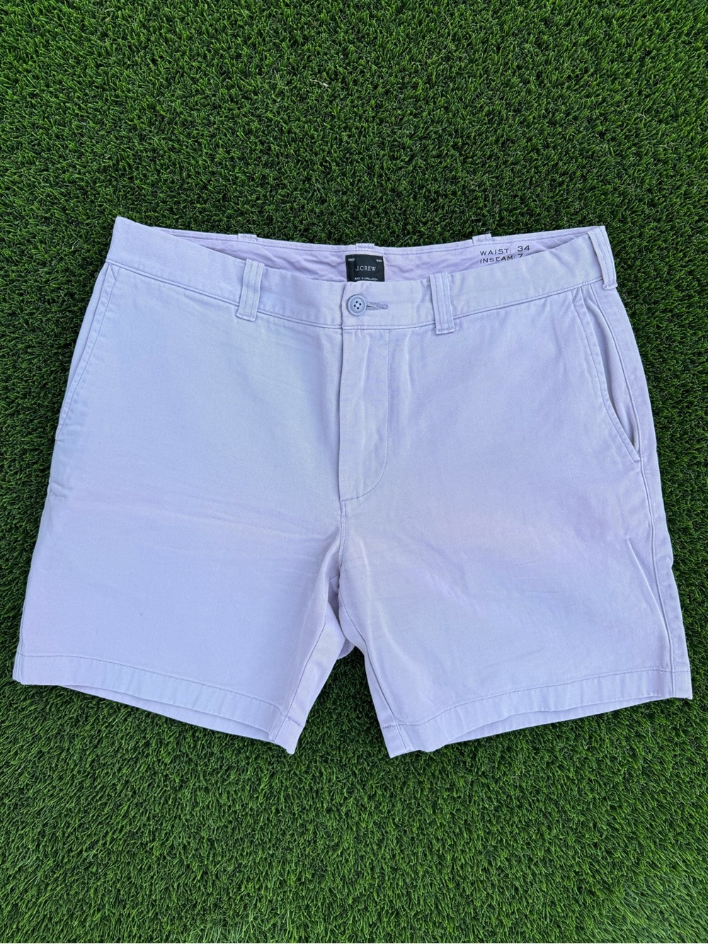 J. Crew Men's Pale Lavender Flat Front Chino Shorts